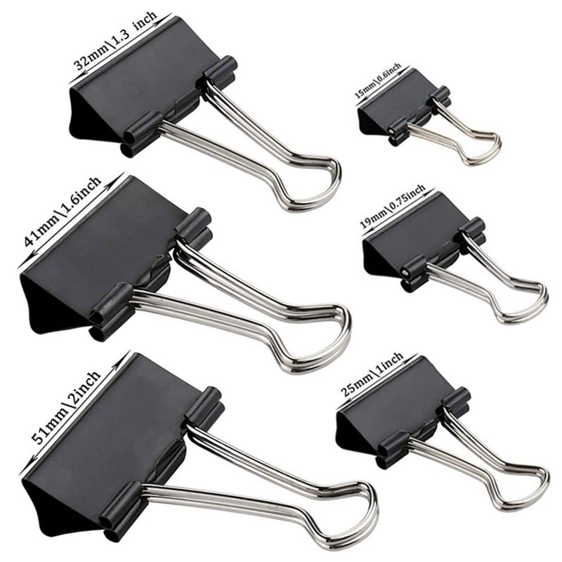 KAKAMINA Binder Clips Paper Clamps 300 Pack Assorted Sizes (Black)  Jumbo  Large  Medium  Small  Mini and Micro 6 Sizes for Office  School and Home - Image 2